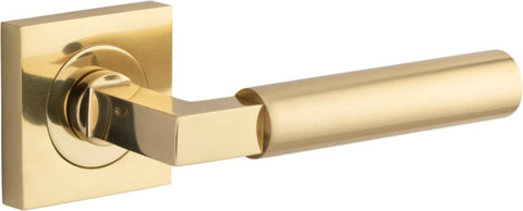 Iver Berlin Door Lever on Square Rose | Lever Set Only | 7 Finishes - Polished Brass