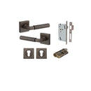 Iver Berlin Door Lever on Square Rose | Entrance Kit (Key/Key) | 7 Finishes - Signature Brass