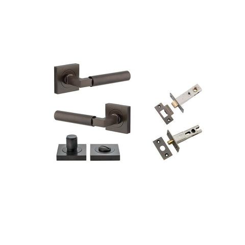 Iver Berlin Door Lever on Square Rose | Separate Privacy Kit | 7 Finishes - Signature Brass