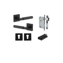 Iver Berlin Door Lever on Square Rose | Entrance Kit (Key/Key) | 7 Finishes - Matt Black