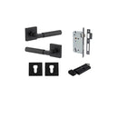Iver Berlin Door Lever on Square Rose | Entrance Kit (Key/Thumb) | 7 Finishes - Matt Black