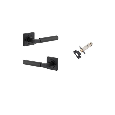 Iver Berlin Door Lever on Square Rose | Inbuilt Privacy Kit | 7 Finishes - Matt Black