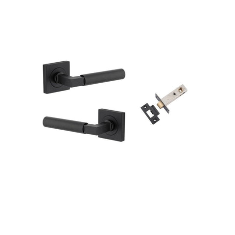 Iver Berlin Door Lever on Square Rose | Passage Kit | 7 Finishes - Matt Black