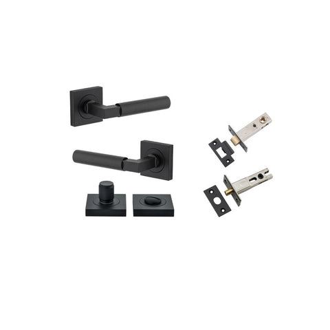 Iver Berlin Door Lever on Square Rose | Separate Privacy Kit | 7 Finishes - Matt Black