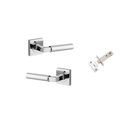 Iver Berlin Door Lever on Square Rose | Inbuilt Privacy Kit | 7 Finishes - Polished Chrome
