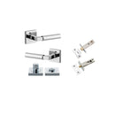 Iver Berlin Door Lever on Square Rose | Separate Privacy Kit | 7 Finishes - Polished Chrome