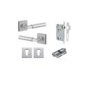 Iver Berlin Door Lever on Square Rose | Entrance Kit (Key/Key) | 7 Finishes - Brushed Chrome