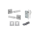 Iver Berlin Door Lever on Square Rose | Entrance Kit (Key/Thumb) | 7 Finishes - Brushed Chrome