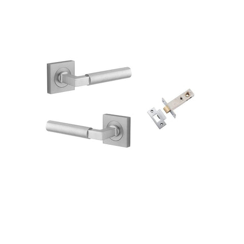 Iver Berlin Door Lever on Square Rose | Passage Kit | 7 Finishes - Brushed Chrome