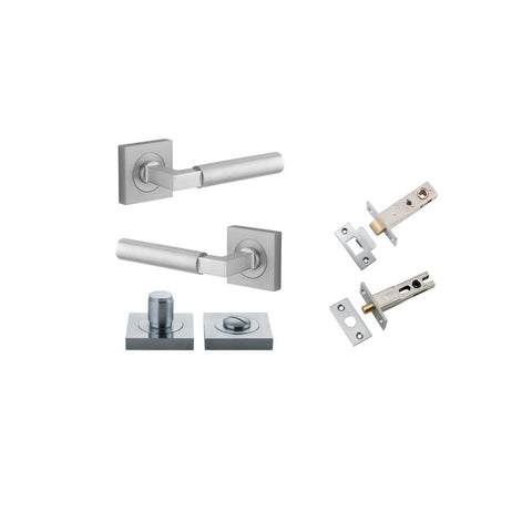 Iver Berlin Door Lever on Square Rose | Separate Privacy Kit | 7 Finishes - Brushed Chrome