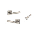 Iver Berlin Door Lever on Square Rose | Inbuilt Privacy Kit | 7 Finishes - Satin Nickel