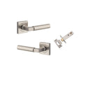Iver Berlin Door Lever on Square Rose | Passage Kit | 7 Finishes - Satin Nickel