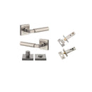 Iver Berlin Door Lever on Square Rose | Separate Privacy Kit | 7 Finishes - Satin Nickel