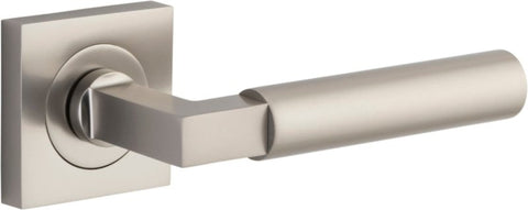 Iver Berlin Door Lever on Square Rose | Lever Set Only | 7 Finishes - Satin Nickel