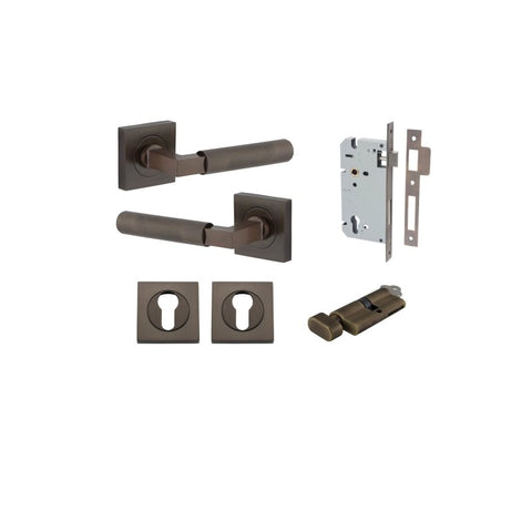 Iver Brunswick Door Lever on Square Rose | Entrance Kit (Key/Thumb) | 6 Finishes - Signature Brass