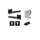 Iver Brunswick Door Lever on Square Rose | Entrance Kit (Key/Key) | 6 Finishes - Matt Black