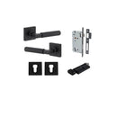 Iver Brunswick Door Lever on Square Rose | Entrance Kit (Key/Thumb) | 6 Finishes - Matt Black