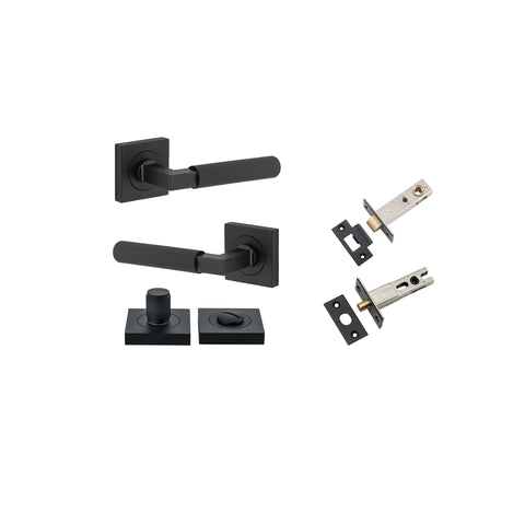 Iver Brunswick Door Lever on Square Rose | Separate Privacy Kit | 6 Finishes - Matt Black