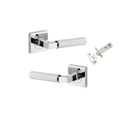 Iver Brunswick Door Lever on Square Rose | Passage Kit | 6 Finishes - Polished Chrome