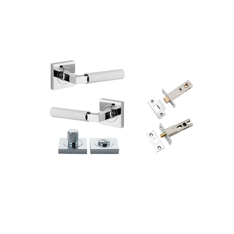 Iver Brunswick Door Lever on Square Rose | Separate Privacy Kit | 6 Finishes - Polished Chrome