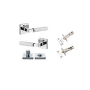 Iver Brunswick Door Lever on Square Rose | Separate Privacy Kit | 6 Finishes - Polished Chrome