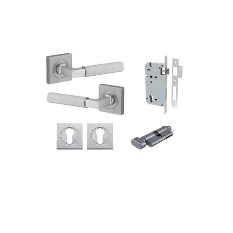 Iver Brunswick Door Lever on Square Rose | Entrance Kit (Key/Thumb) | 6 Finishes - Brushed Chrome