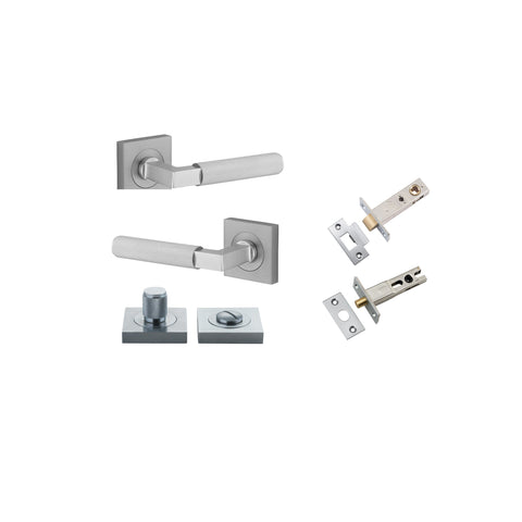 Iver Brunswick Door Lever on Square Rose | Separate Privacy Kit | 6 Finishes - Brushed Chrome