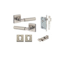 Iver Brunswick Door Lever on Square Rose | Entrance Kit (Key/Thumb) | 6 Finishes - Satin Nickel