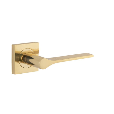 Iver Como Door Lever on Square Rose | Lever Set Only | 7 Finishes - Polished Brass