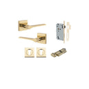 Iver Como Door Lever on Square Rose | Entrance Kit (Key/Thumb) | 7 Finishes - Polished Brass