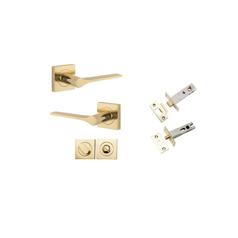 Iver Como Door Lever on Square Rose | Separate Privacy Kit | 7 Finishes - Polished Brass