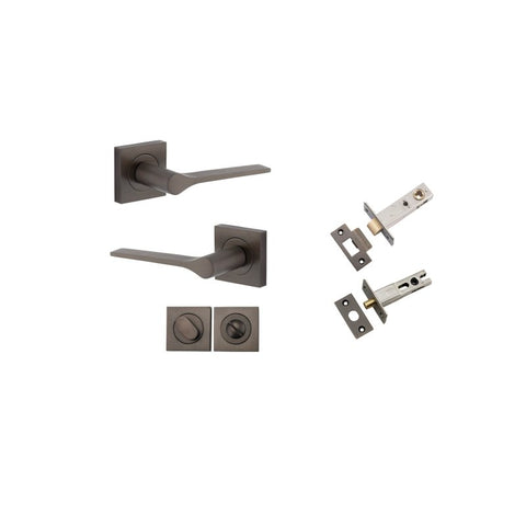Iver Como Door Lever on Square Rose | Separate Privacy Kit | 7 Finishes - Signature Brass