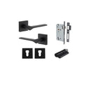 Iver Como Door Lever on Square Rose | Entrance Kit (Key/Key) | 7 Finishes - Matt Black
