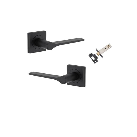 Iver Como Door Lever on Square Rose | Passage Kit | 7 Finishes - Matt Black