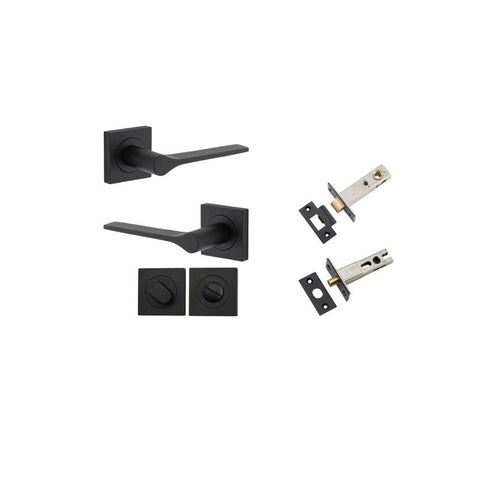 Iver Como Door Lever on Square Rose | Separate Privacy Kit | 7 Finishes - Matt Black