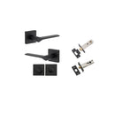 Iver Como Door Lever on Square Rose | Separate Privacy Kit | 7 Finishes - Matt Black
