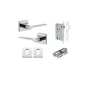 Iver Como Door Lever on Square Rose | Entrance Kit (Key/Key) | 7 Finishes - Polished Chrome