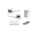 Iver Como Door Lever on Square Rose | Entrance Kit (Key/Thumb) | 7 Finishes - Polished Chrome