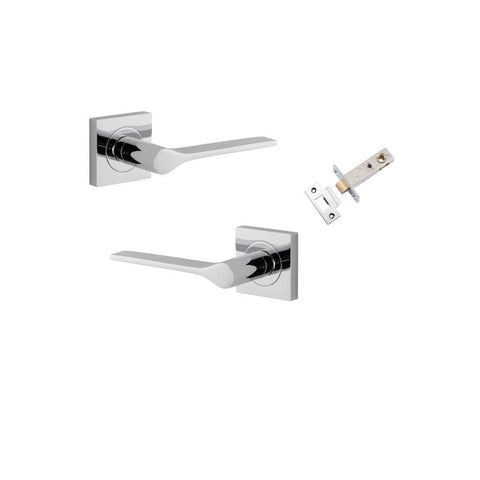 Iver Como Door Lever on Square Rose | Passage Kit | 7 Finishes - Polished Chrome