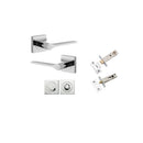 Iver Como Door Lever on Square Rose | Separate Privacy Kit | 7 Finishes - Polished Chrome