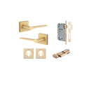 Iver Como Door Lever on Square Rose | Entrance Kit (Key/Thumb) | 7 Finishes - Brushed Brass