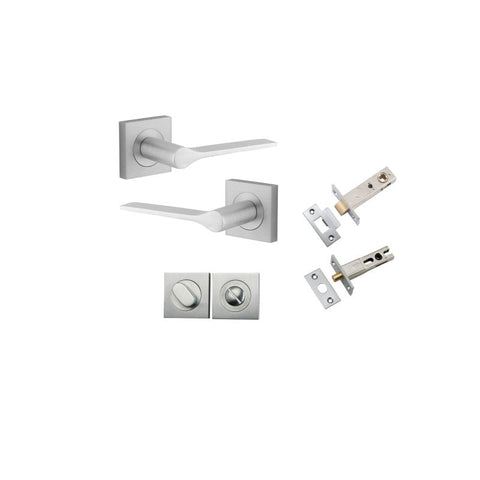 Iver Como Door Lever on Square Rose | Separate Privacy Kit | 7 Finishes - Brushed Chrome