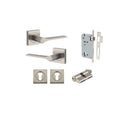 Iver Como Door Lever on Square Rose | Entrance Kit (Key/Key) | 7 Finishes - Satin Nickel