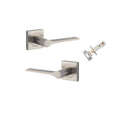 Iver Como Door Lever on Square Rose | Inbuilt Privacy Kit | 7 Finishes - Satin Nickel