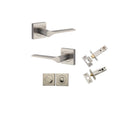 Iver Como Door Lever on Square Rose | Separate Privacy Kit | 7 Finishes - Satin Nickel