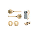 IVER Annecy Door Lever Handle On Round Rose Pair | Entrance Kit (Key/Key) | 9 Finishes - Brushed Brass