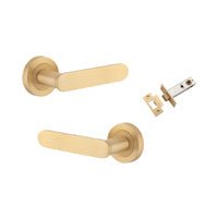 Iver Bronte Solid Brass Door Lever on Round Rose | All Functions | Passage Kit | 7 Finishes - Brushed Brass