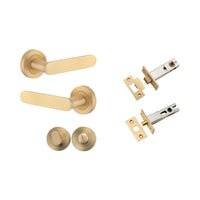 Iver Bronte Solid Brass Door Lever on Round Rose | All Functions | Separate Privacy Kit | 7 Finishes - Brushed Brass