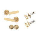 Iver Bronte Solid Brass Door Lever on Round Rose | All Functions | Separate Privacy Kit | 7 Finishes - Brushed Brass