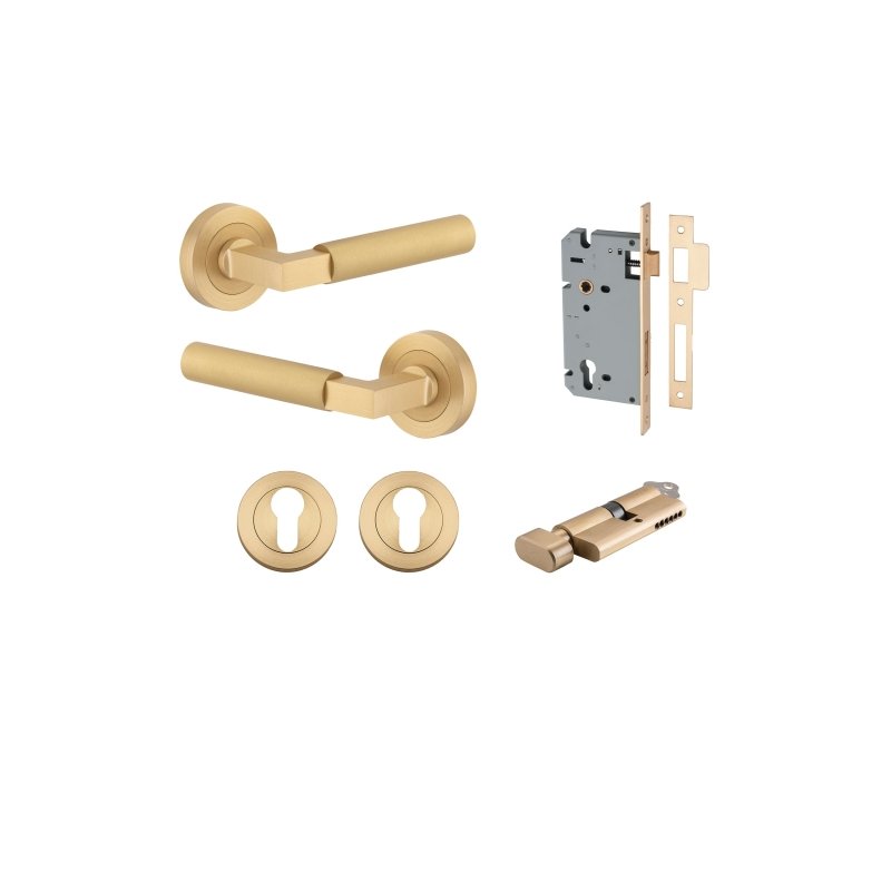 Iver Berlin Door Lever Handle On Round Rose Passage - primehardware